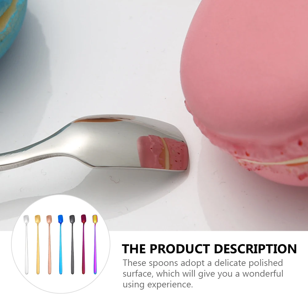 

7pcs Coffee Stainless Steel Creative Bar Mixing Spoon Home Kitchen Tableware Salt Seasoning Stirring Spoon Household Restaurant