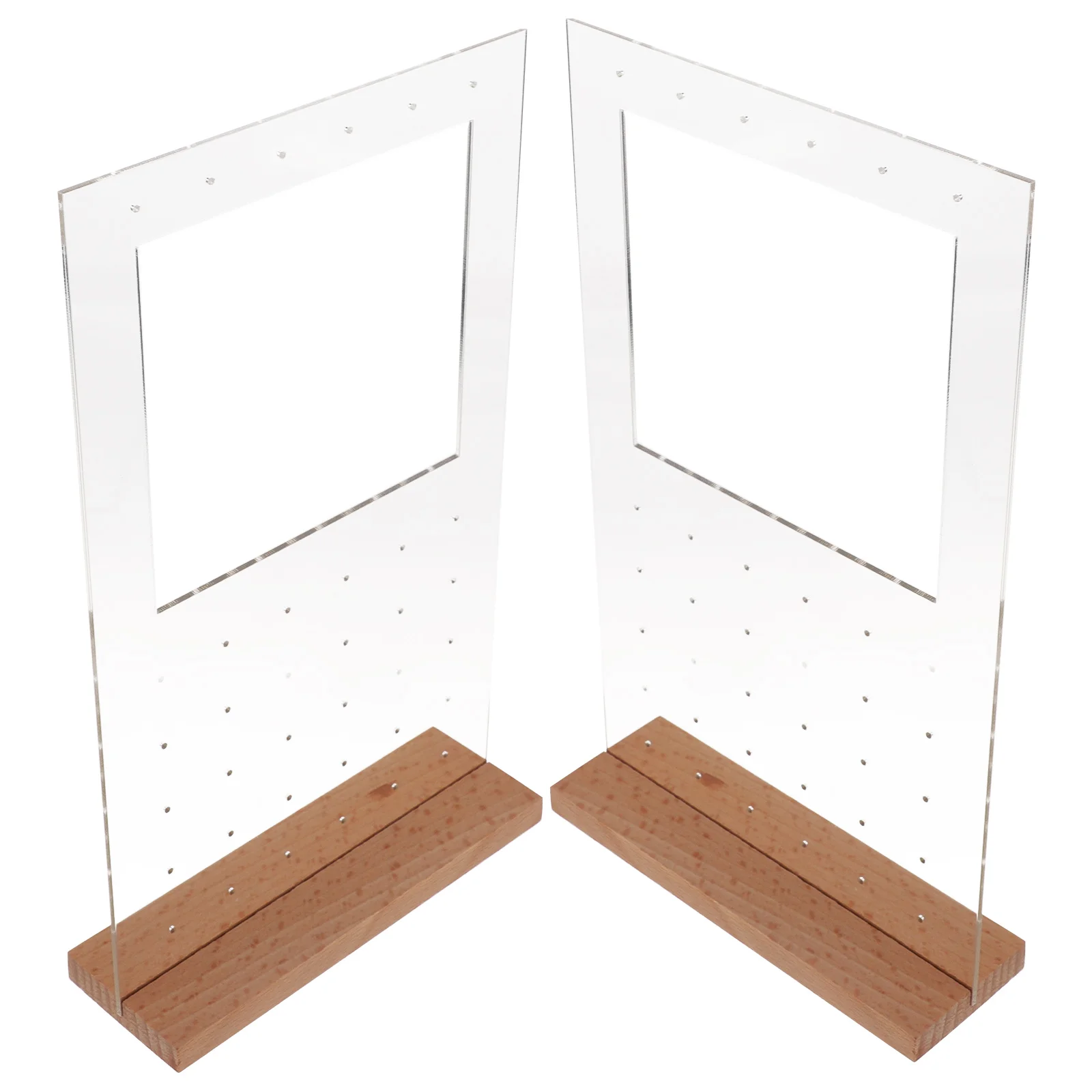 

Acrylic Earring 2 Sets 36 Holes Clear Acrylic Wood Base Jewelry Holder ganzier Rack for Base Earring Store
