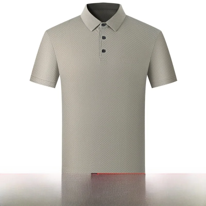 

Large Size 400 Pounds Summer Wearable Ice Silk Men's Shirt Short Sleeve Embroidered No Ironing Required T-Shirt