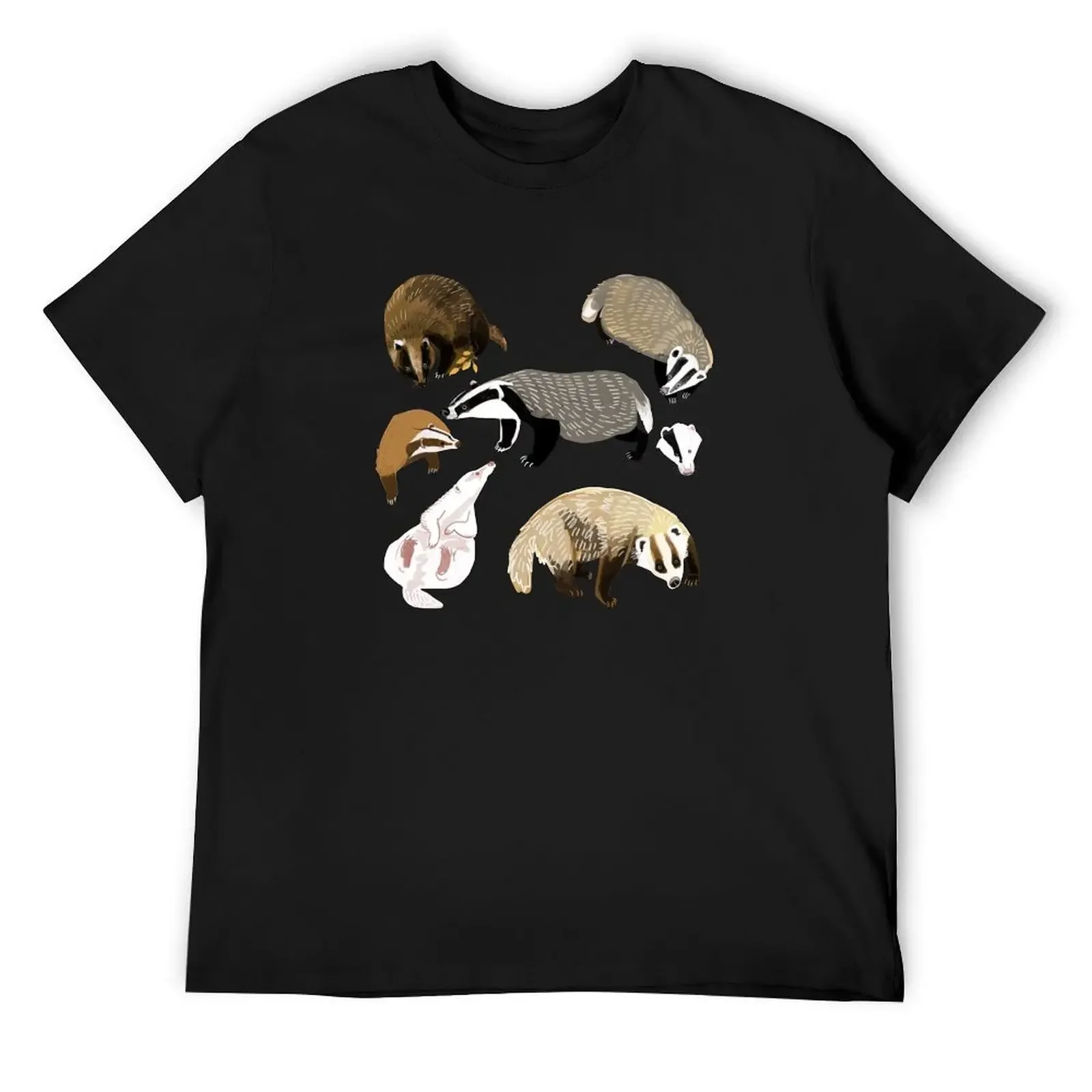 

Eurasian badgers pattern Pink T-Shirt street wear graphic shirts Short sleeve tee Luxury man mens graphic t-shirts big and tall