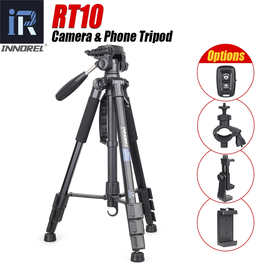 INNOREL RT10 Camera Tripod with Carry Bag, Wireless Remote and Phone Clip for DSLR, Cellphone, Canon, Nikon, Sony and DV Video