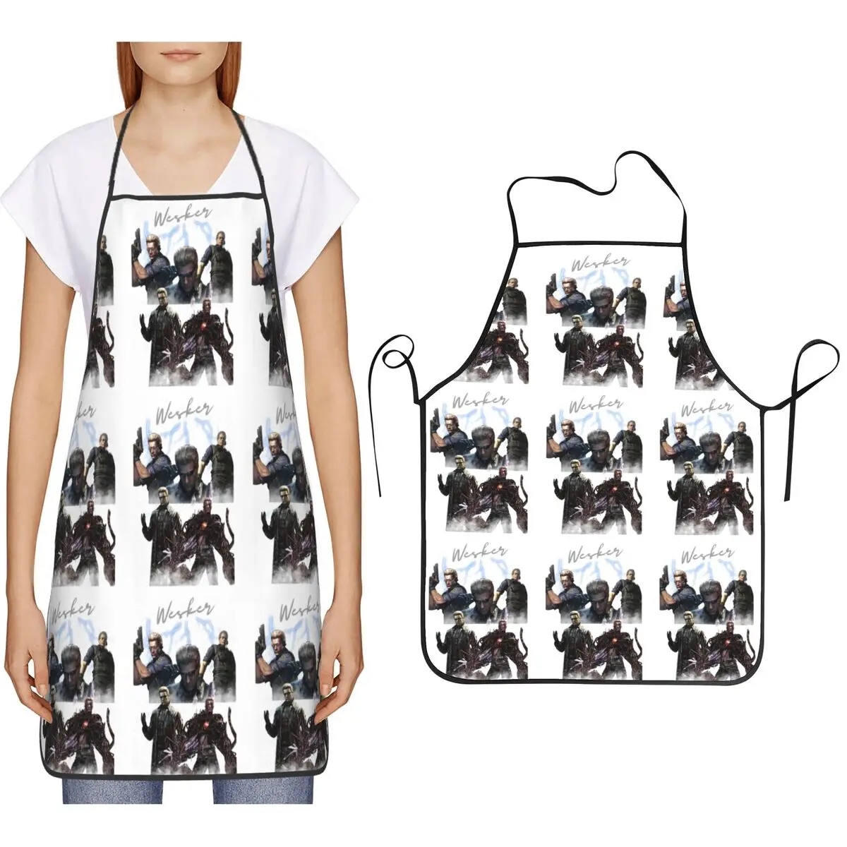 Albert Wesker Collage Aprons Chef Cooking Baking Tablier Bib Kitchen Cleaning Pinafore for Women Men Gardening