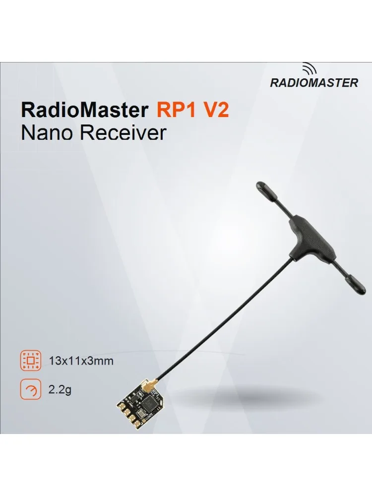 RadioMaster RP1 V2 2,4GHz ELRS Nano-Empfänger SX1281 CRSF 65mm UFL T-Antenne für FPV-Renndrohnen Flugzeuge TX16S TX12 Zorro RX