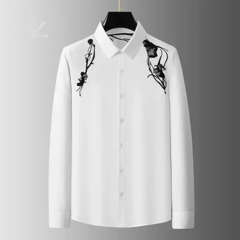 Premium Men's Long-Sleeved Shirt with Simple Collar Design, Hot Sale High-End Fashionable Top for Daily Outdoor Wear