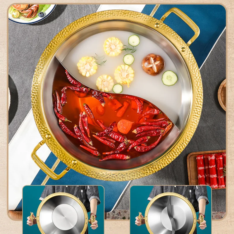 Thickened stainless steel mandarin duck hot pot 304 food grade clear soup commercial Chongqing pot