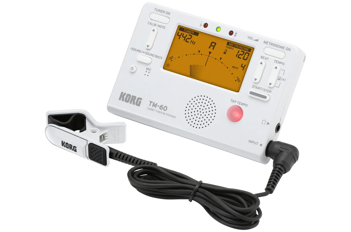 Korg TM-60/TM60C Tuner/Metronome Black and White Available Can be Used for Wind, Guitar, Ukulele, and Piano Keyboard Instruments