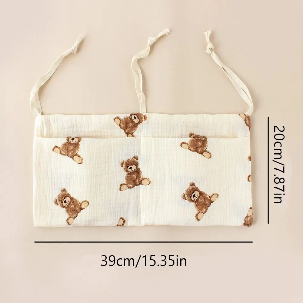 Space Saving Cotton Crib Storage Bag Large Capacity Portable Newborn Bedside Bag Dual-pocket Diaper Storage Bag Crib