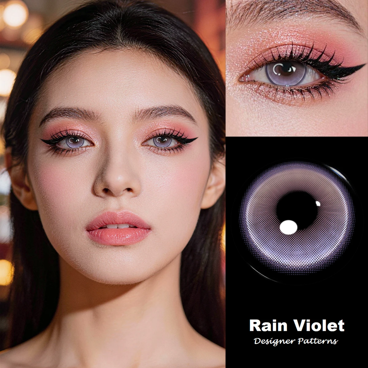 Visuashow Regenviolette Farbkontaktlinsen 6 Monate Kleinpupillen Farbige Kontaktlinsen Korea-Design 14,2mm Augenvergrößerung für Augenschönheit