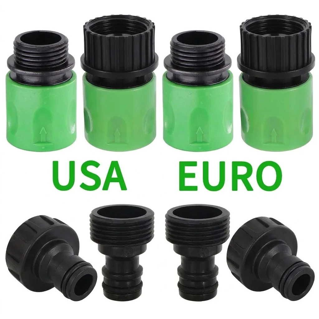 EURO USA 3/4 Inch Male Threaded Quick Connector Nipple Tap Hose Adapter For Garden Tubing Drip Irrigation Watering System Joint