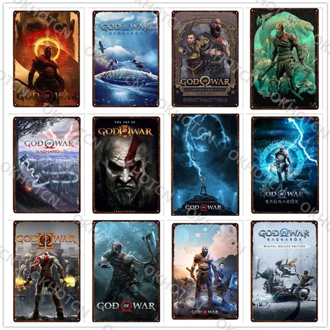God of War Ragnarok Inspired Metal Tin Sign Poster  Classic Video Game Wall Decor for Pub Bar Home  Vintage Style Metal Print Pl