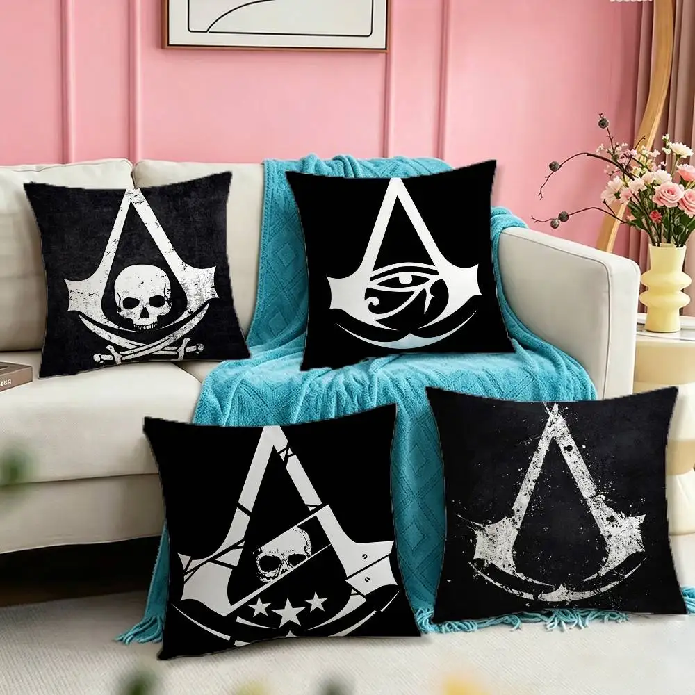 

LOGO A-Assassins-Creed Square Double-Sided printed Pillow Case Bedroom Bedside Pillow Sofa Cushion Cover