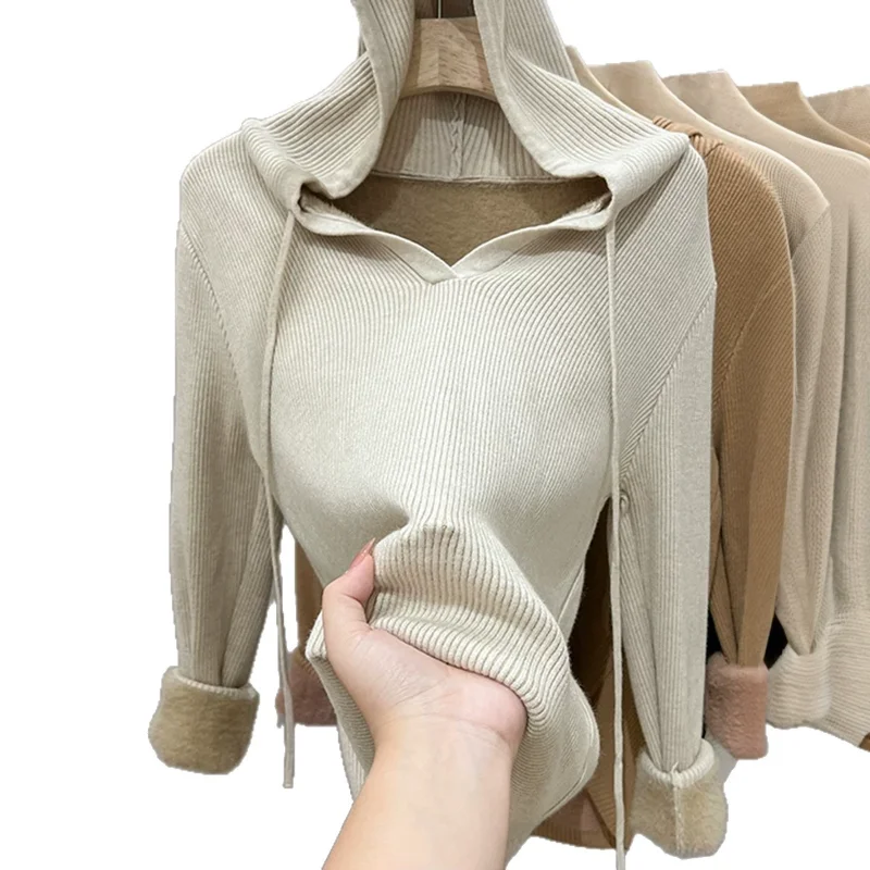 Francuska świąteczna bluza wełniana z długim rękawem, damska, modna, codzienna, jesienno-zimowa.