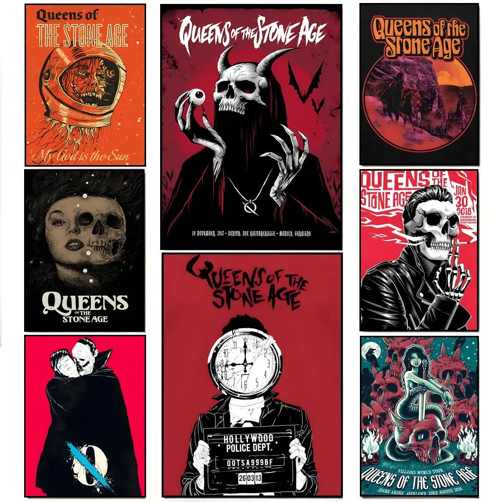 Hard Rock Band Q-Queens Of The Stone Age Poster Artwork Self Adhesive Indoor Wall Hanging Room Decor Gift