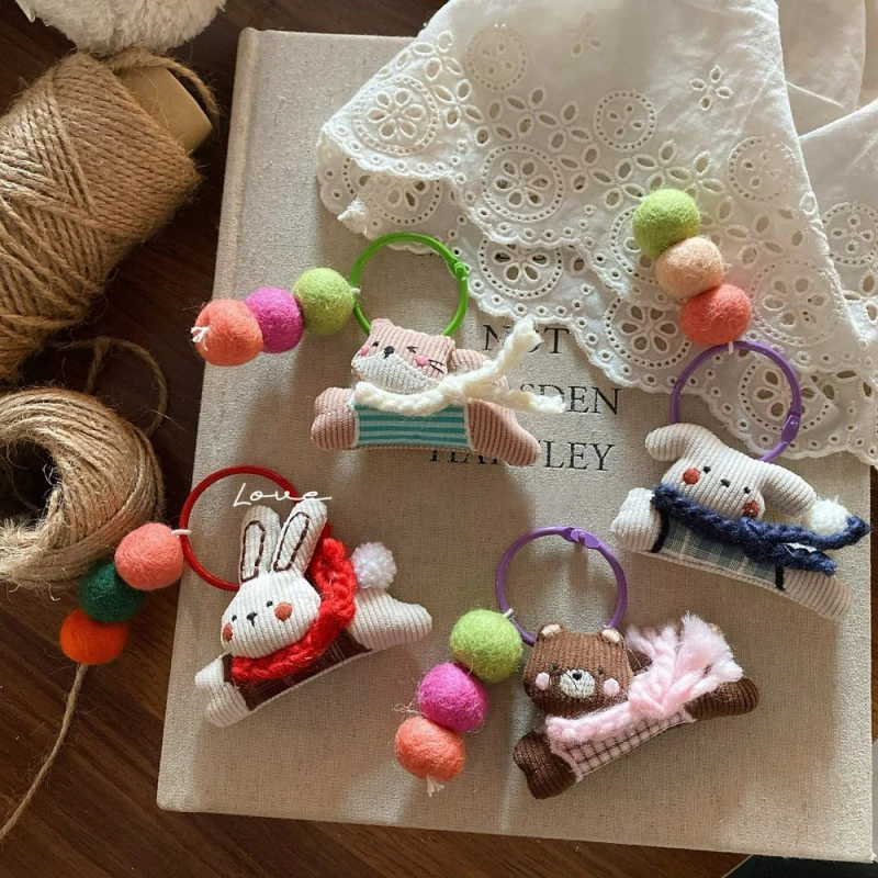 

Тканевые брелоки с милыми животными, брелоки с милым кроликом для сумки, подвеска, креативная ткань, маленькая кукла-медведь, брелок для ключей от машины