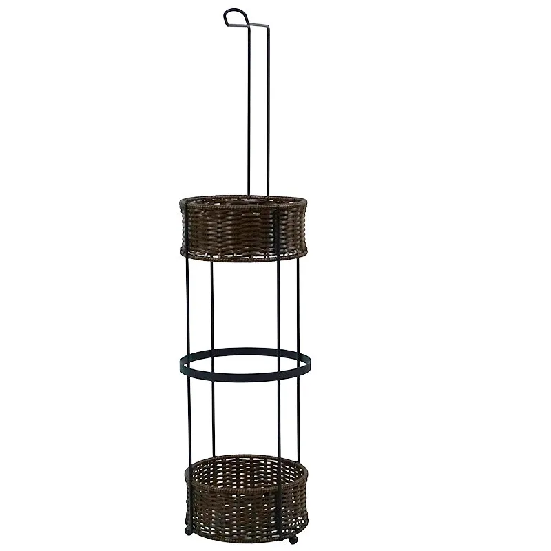 

CQMF-без сверления, портативный дизайн для ванной комнаты и кухни, современный отдельно стоящий держатель для туалетной бумаги из полиэтиленового ротанга и углеродистой стали