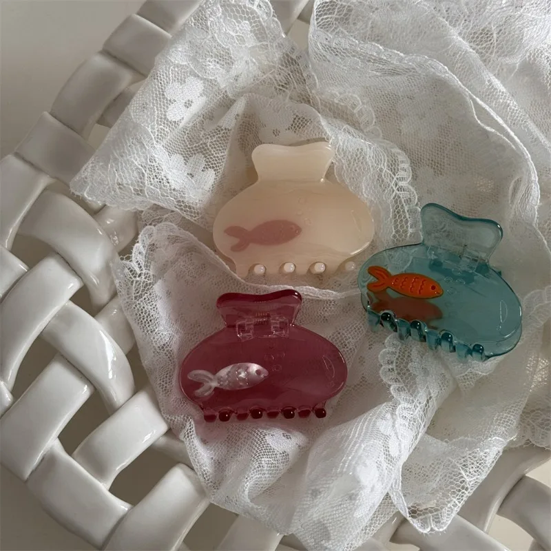 Creative Transparent Fish Tank Grip Barrettes Cute Animal Fish Shark Clip Hair Clip Hair Claw Hair Accessories New