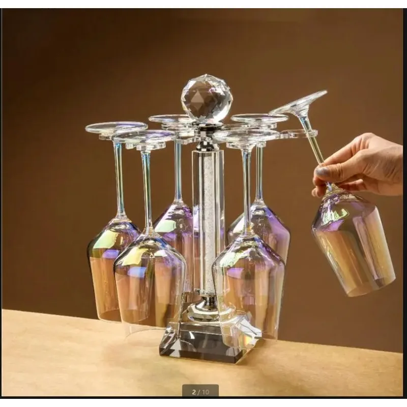 Tall Glass Red Wine Rotatable Acrylic Crystal Cup Holder Transparent Storage Rack Gifts