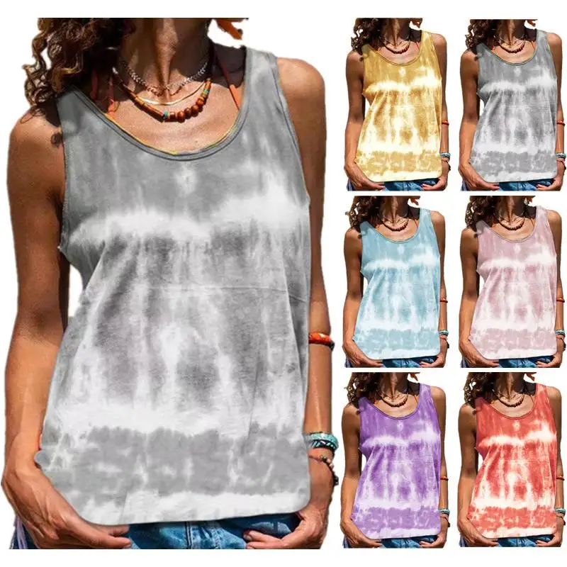 Women's Street Sle Printed Svel Vest Top T-irt Loose Fit Polyester Casual Summer Faion Ladies' aphic Tee