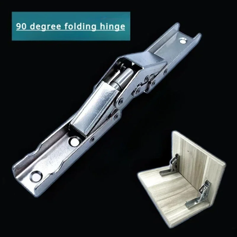 Self-Locking Folding Hinges Hole-free Hinge Table Legs Brackets 90/180 Degree Flat Spring Folding Hinge Hardware Accessories