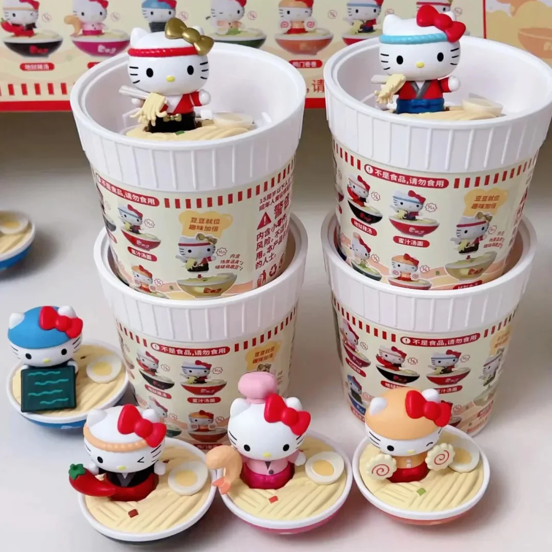 Hello Kitty Ramen Shop Series Bobble Cute Bean Blind Box Mini Figure Desktop Ornament Trendy Play Toy Surprise Gifts for Girls view 6