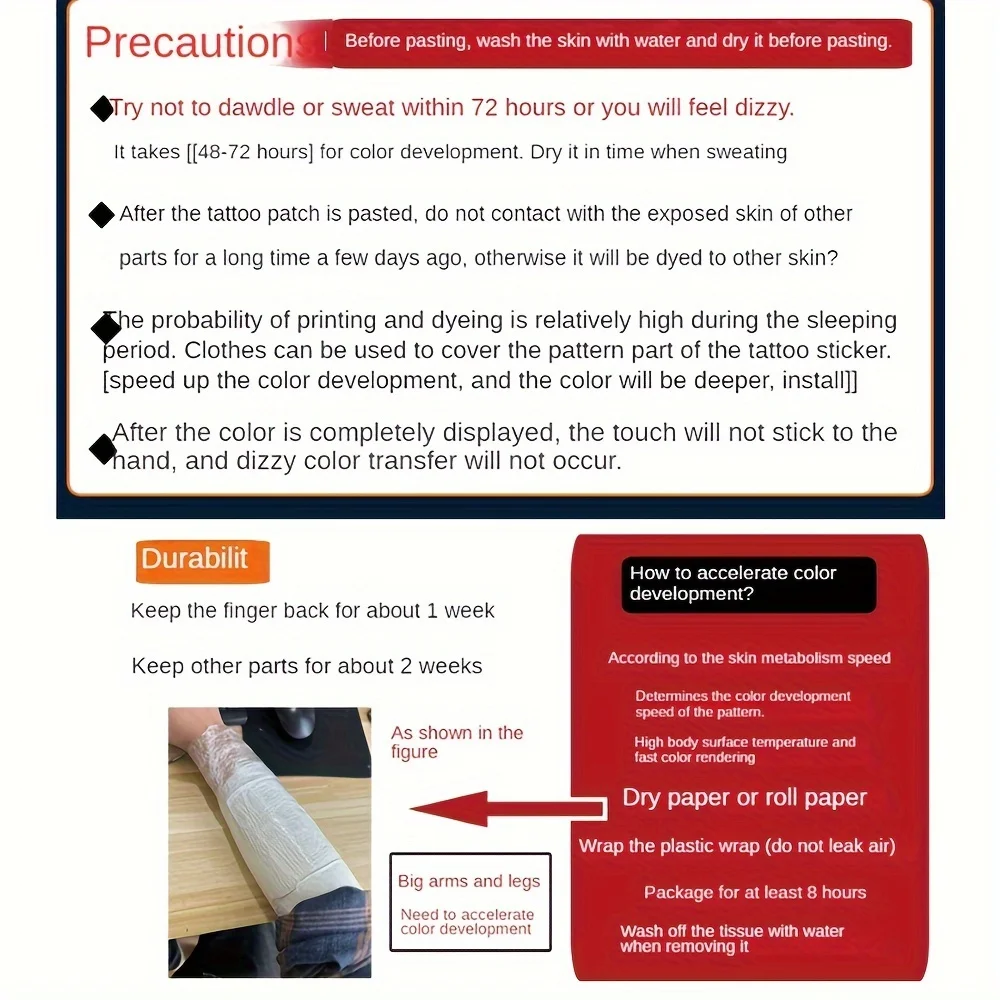 6 ملصقات وشم عشبية كبيرة تدوم 7 إلى 15 يومًا، مقاومة للماء ومقاومة للاهتراء، ذات تأثير واقعي