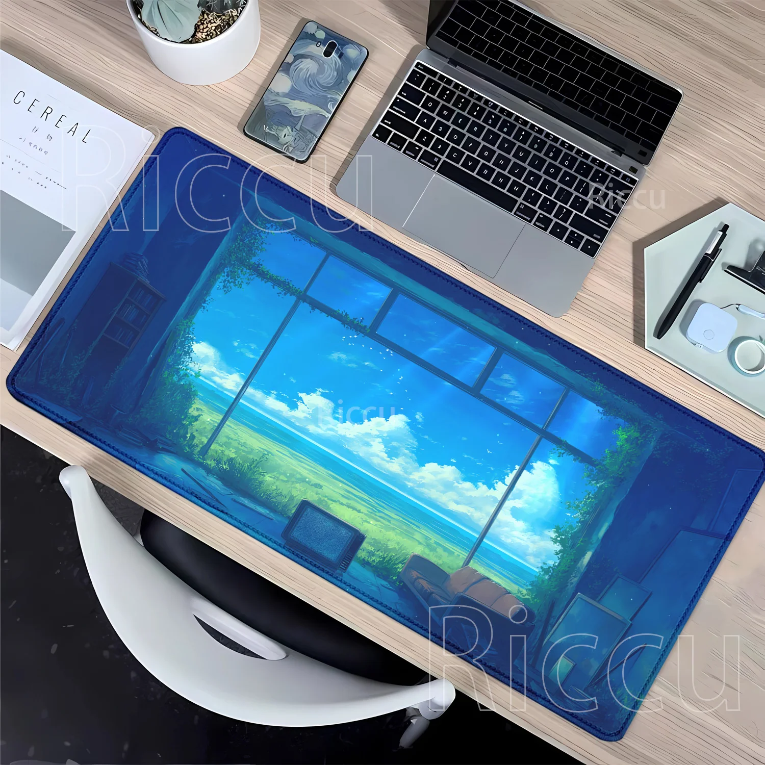 window grassland Landscape Mousepad Game Office Accessorie Mouse Pad Gaming Keyboard PC 900x400mm HD Printing overlock Desk Mat