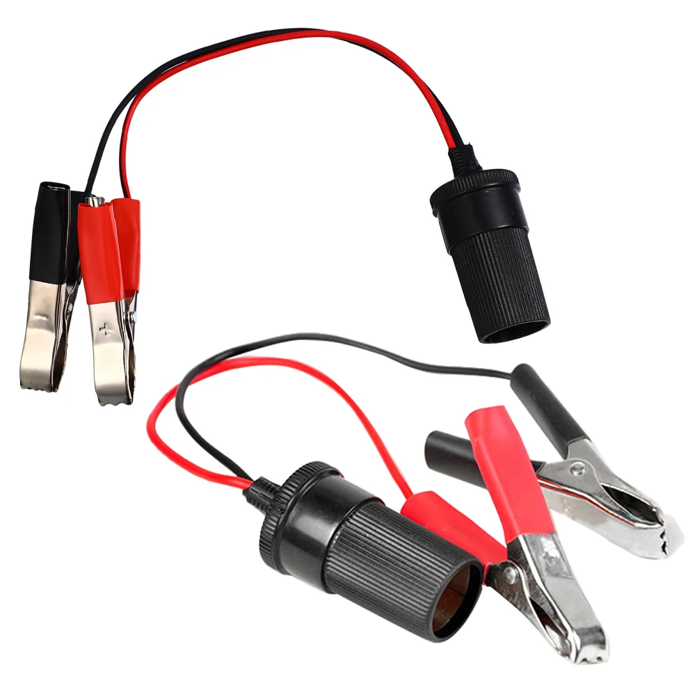 2 Pcs Car Extension Cord Light USB Adapter Cigarette Lighter Outlet Plastic Alligator Clips