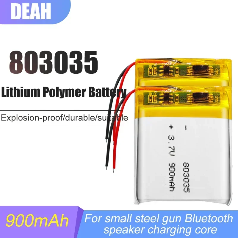 4-100PCS 803035 3.7 V 900mAh Lithium Polymer Rechargeable Battery For MP4 MP3 Toy Bluetooth Headset Smart Home Replacement Cell