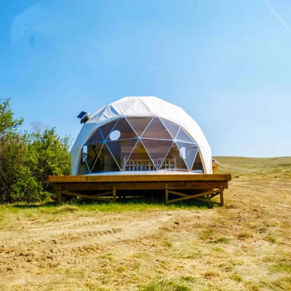 Customizable 12m Geodesic Dome Tent, Luxury Glamping House With Bathroom & Living Room for Resort Outdoor Vacation Accommodation