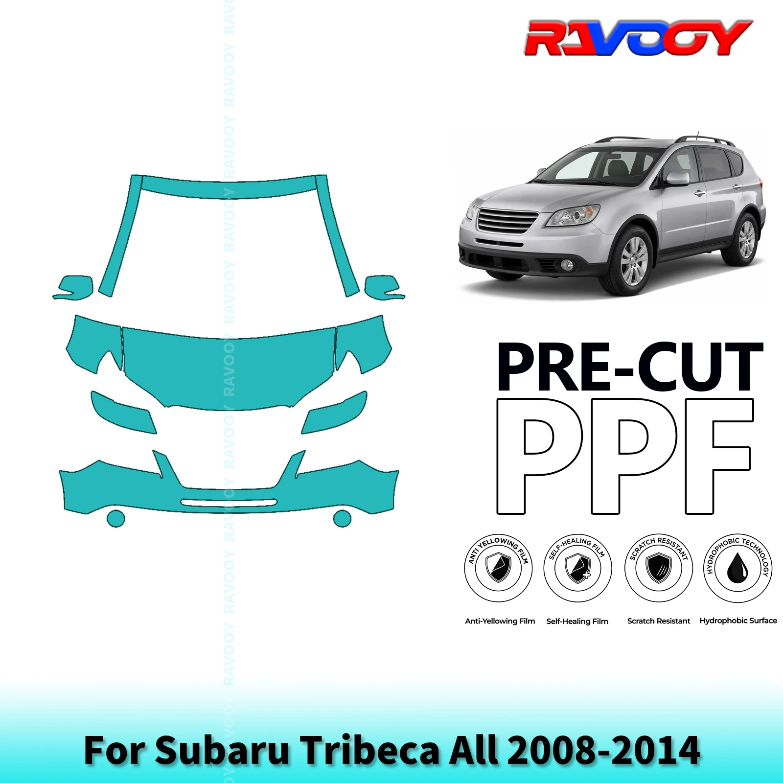For Subaru Tribeca All 2008-2014 Partial Front 8.5Mil Pre-Cut Paint Protection Film PPF Stone Chip Kit Clear/Matte/Black Options