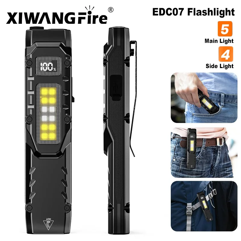 1500LMEDCTacticalLEDFlashlight-PocketUSB-CRechargeable,IPX5Waterproof,SideLight&ClipforDailyCarry/Travel/Outdoor-AliExpress