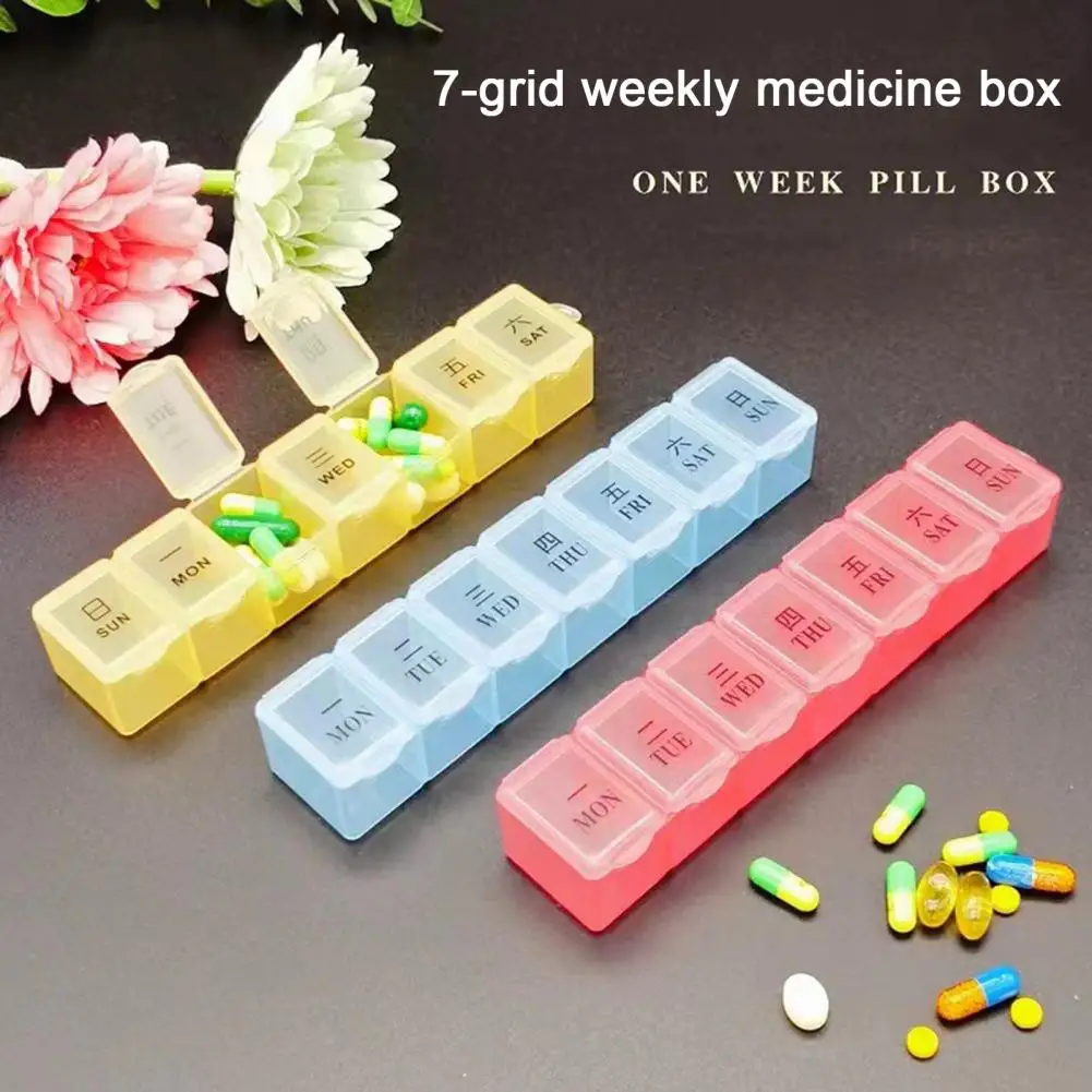 Seven-day Pill Organizer Small Pill Box Travel-friendly Pill Organizer with 7 Grids Transparent Lid for Outdoor Use for Business