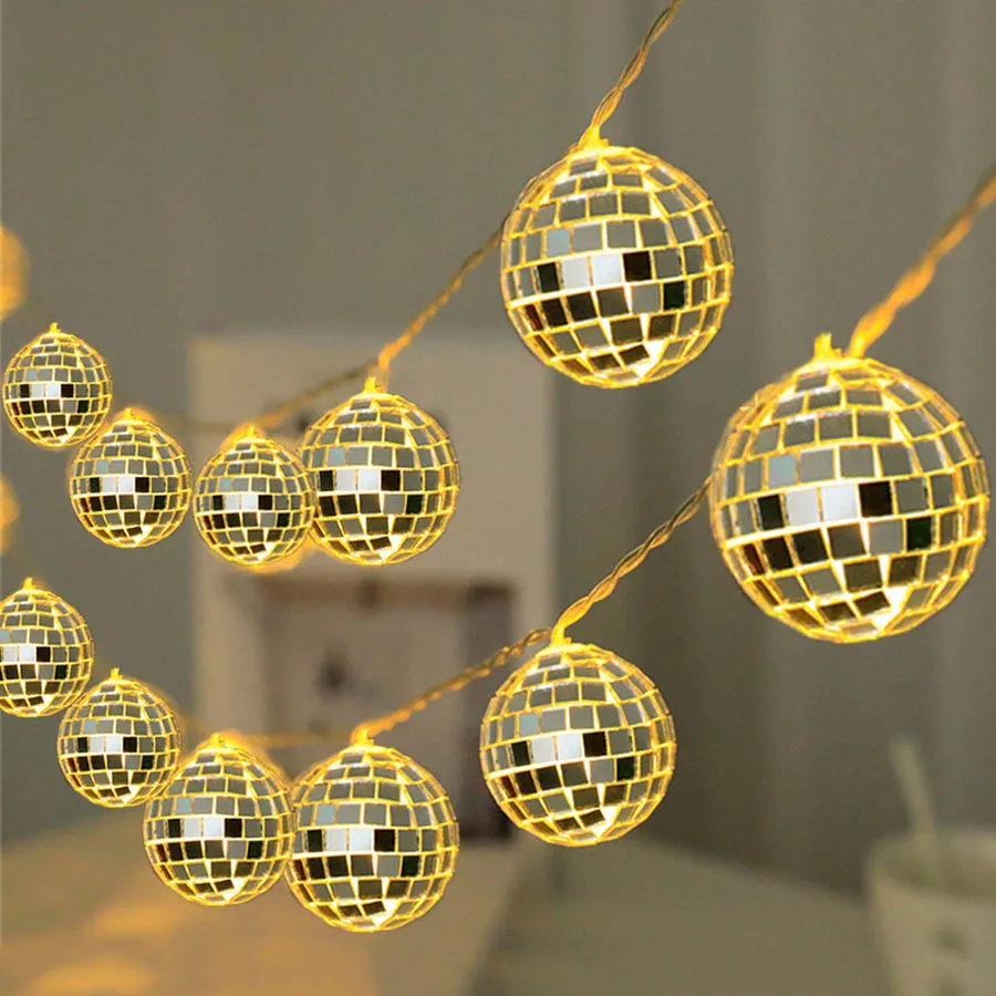 3M 20LED Mirror Disco Ball Fairy Light Battery Powered Glass Ball String Light Home Party Christmas Tree Decor Garland Light