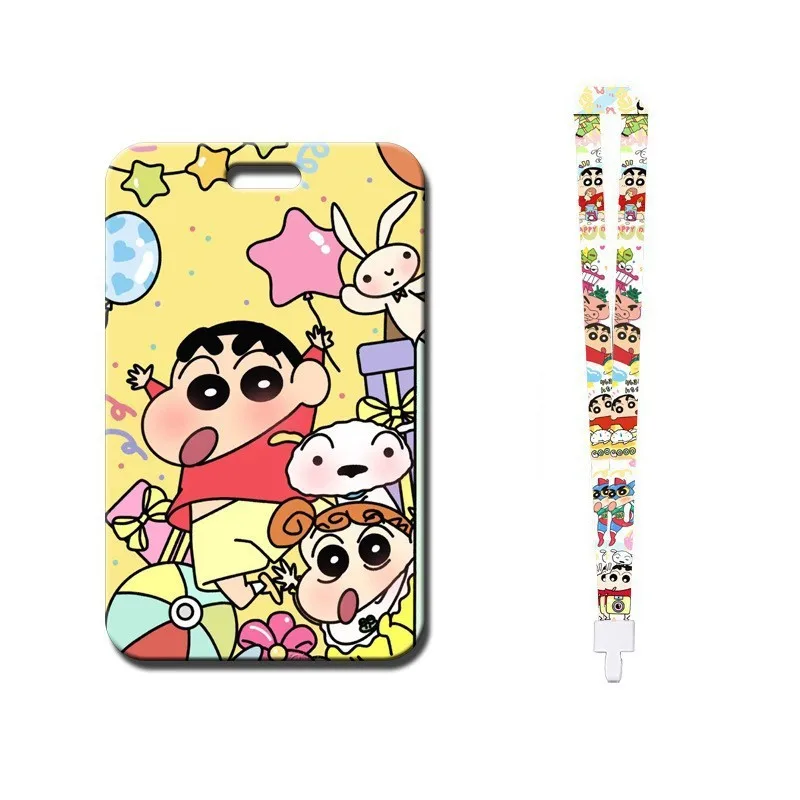 

Cute Shinchan Series Hard Shell Card Holder + Lanyard Kawaii Cartoon Character Creative Printing Multi-functional Card Holder
