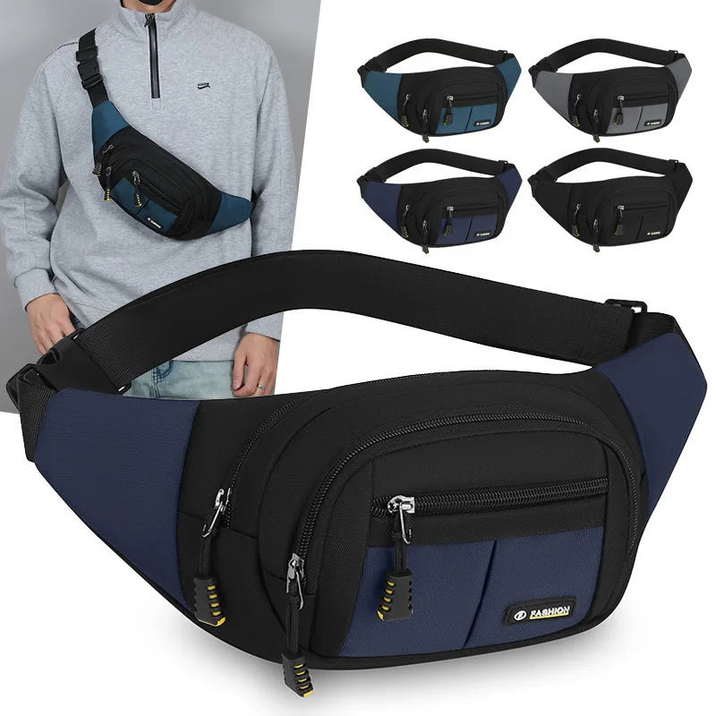New Men Waist Pack Casual Versatile Waterproof Shoulder Bag Fashionable Wear-resistant Lightweight Sports Chest Bag
