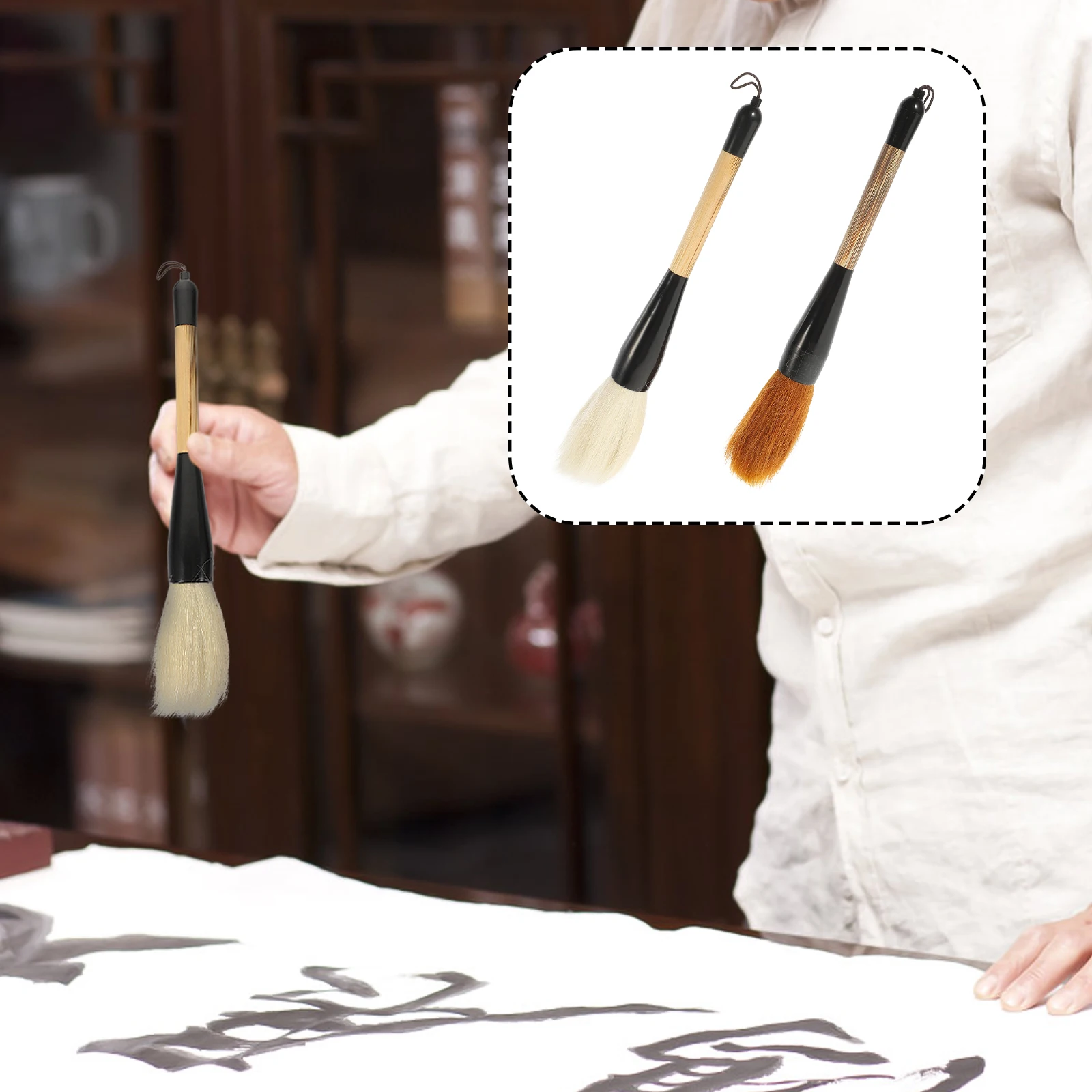 

2 Pcs Chinese Painting Couplet Writing Brush Child Drawing Wolf Hair Pens for Calligraphy