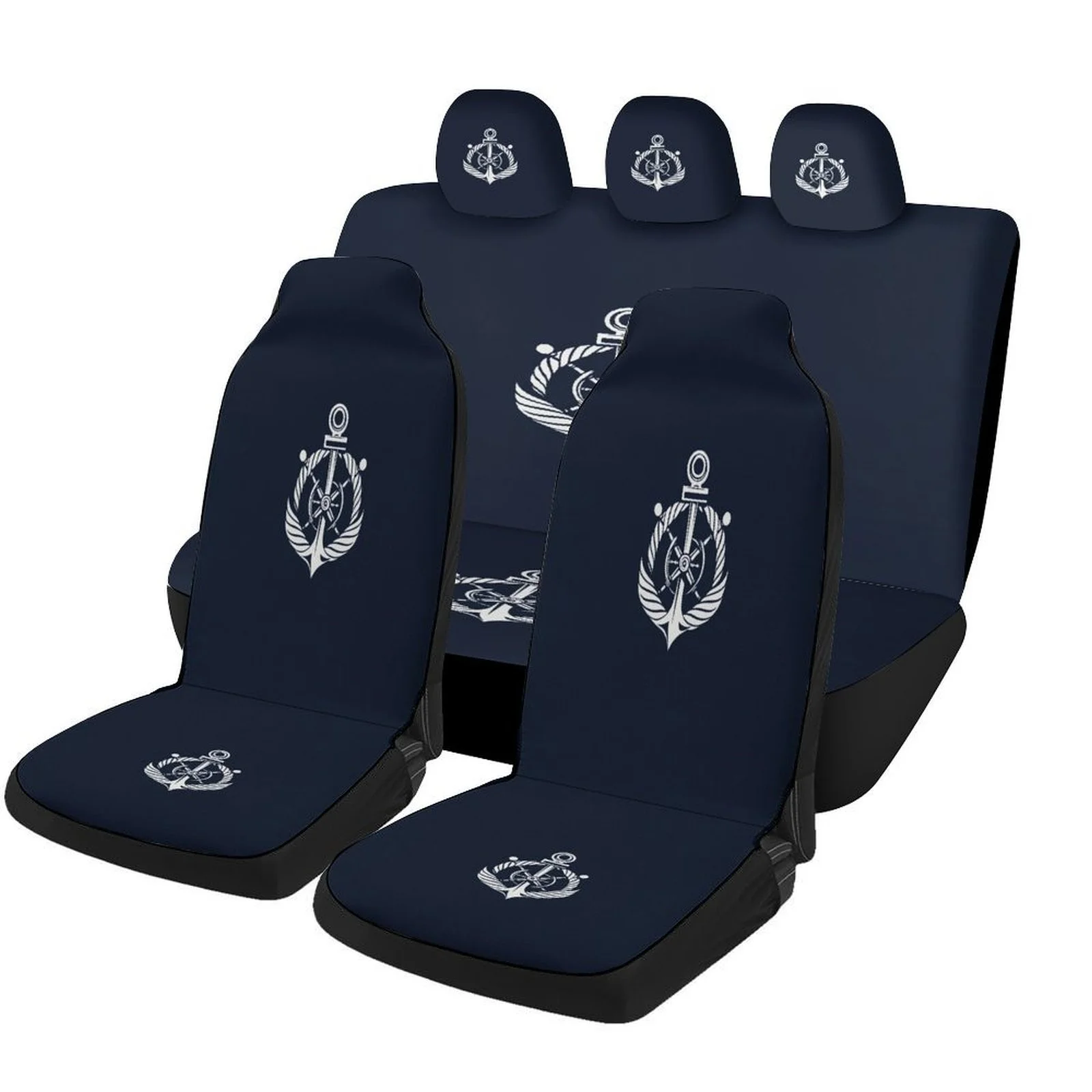Universal Car Seat Cover Set Featuring A Nautical Design, Suitable For A Wide Range Of Vehicles. This Stylish And Premium Qualit