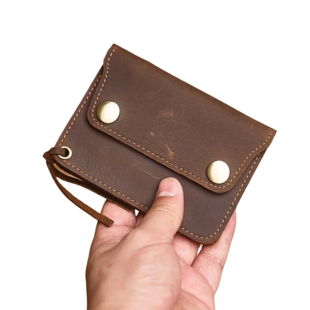 Wallet Genuine Leather Natural Leather Mini Short Purse Card Holder Change Purse Crazy Horse Leather Clutch Wallets