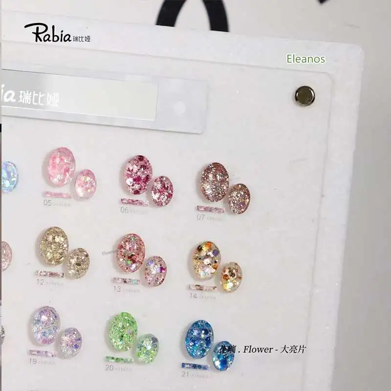 Eleanuos 32 قطعة تألق الترتر بريق هلام طلاء الأظافر مجموعة مع بطاقة اللون لصالون الأظافر نقع قبالة الأشعة فوق البنفسجية هلام مسمار الفن الديكور