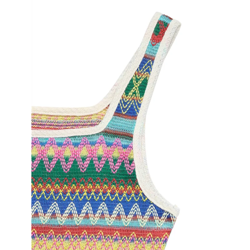 【Party-Decoration】Womens 2025 Summer Dresses Square Neck Sleeveless Tank Striped Boho Sundress Beach Vacation Dresses