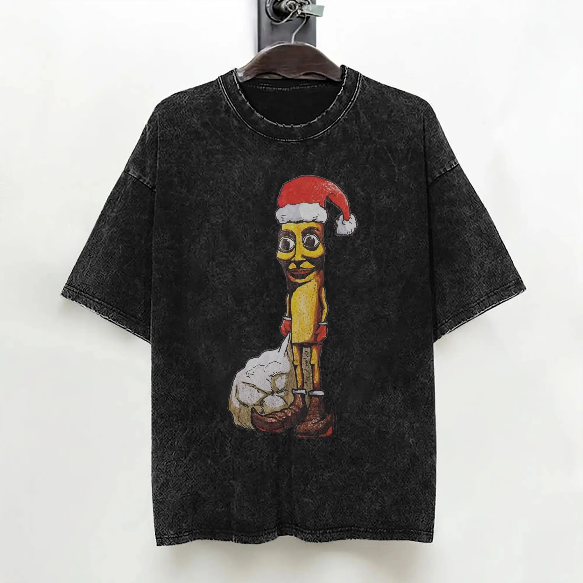 Washed T Shirts Tung Tung Tung Sahur Christmas Time! Hip Hop Vintage T-Shirts Oversize Streetwear 100% Cotton Tops Tees for Men