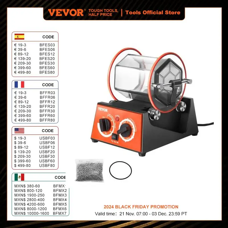 

VEVOR 3kg 5kg Rotary Tumbler Surface Polisher Jewelry Drum Polishing Machine Gem DIY Mini-Tumbler Finishing Tools