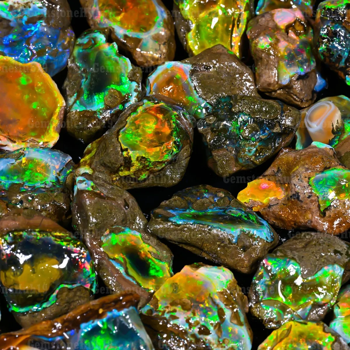 Natural Ethiopian Opal Rough 25-80CT Welo Opal Fire Gemstone Rainbow Flash Crystal Loose Stone Jewelry Making Mineral Collection