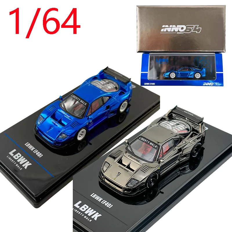 Diecast 1/64 Scale Ferrari F40 LBWK Racing Car Model Alloy Ferrari LBWK F40 Chrome Black Car Model Scene Display Toys for Boys