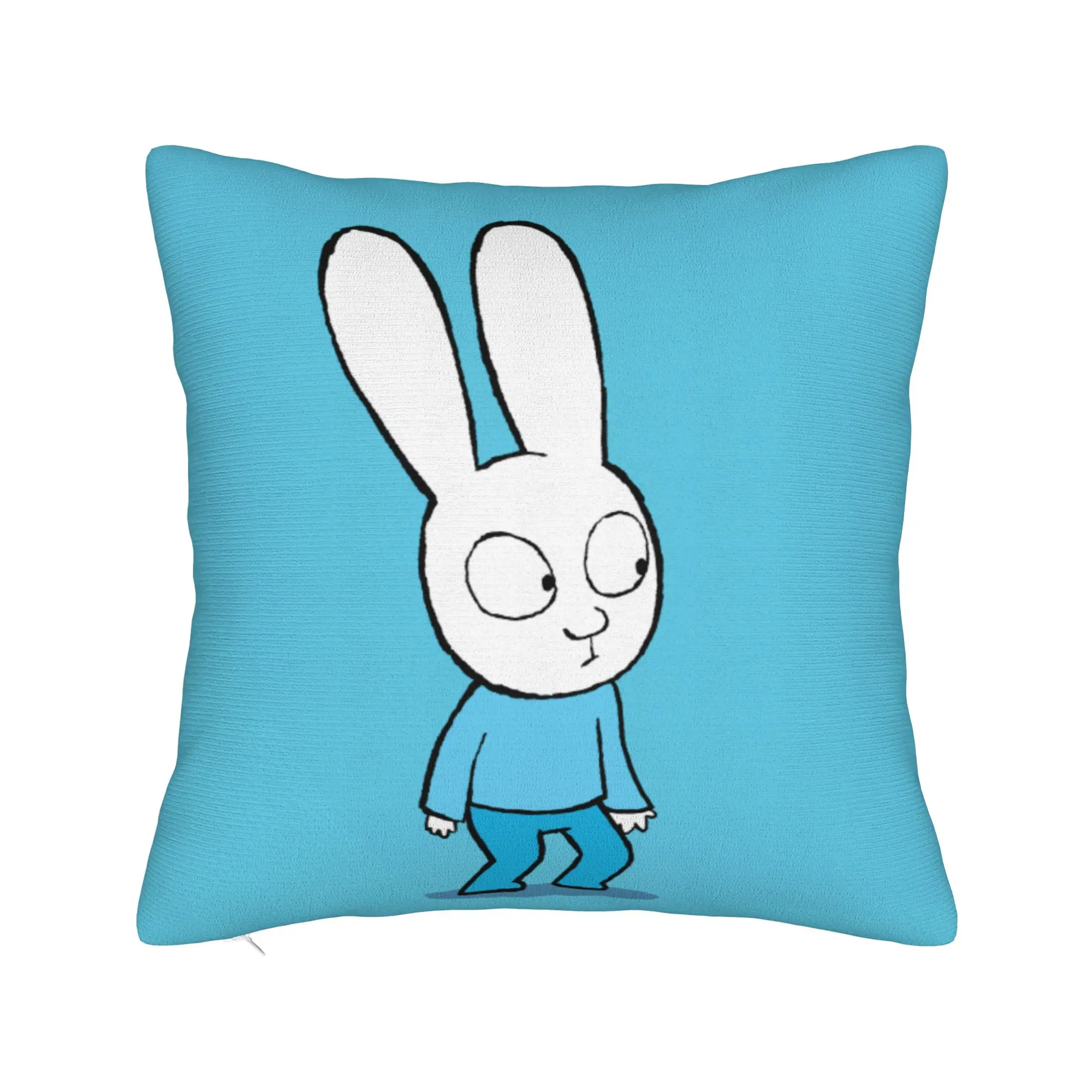 S-Simon Super Rabbit Pillow Cover  Cute Funny Pillow Case For Chair Sofa Home Decor Design Pillowcases Birthday Gift