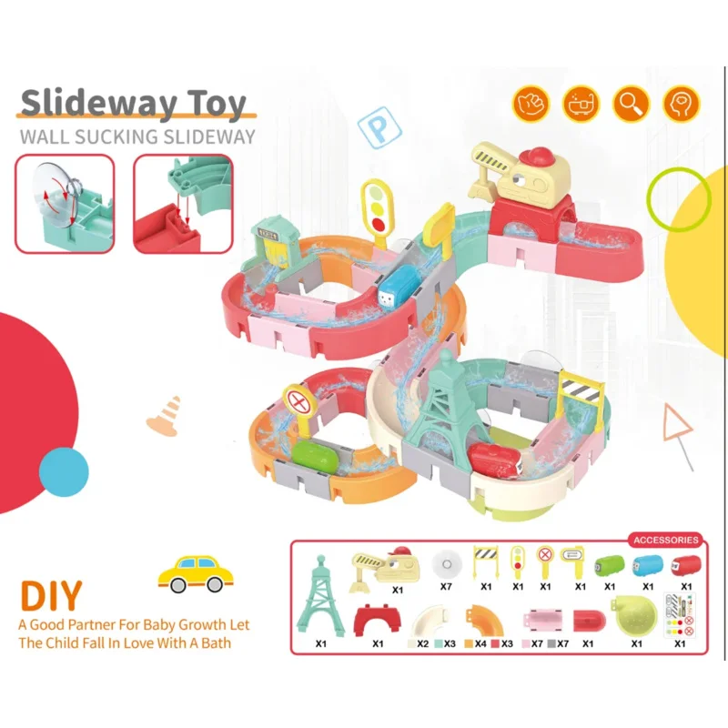 

BaBy Spray Outside Pool Bathtub Toys，Water Toys for Kids Bath Toys DIY Building Water Slide Tracks Wall Track Building Set