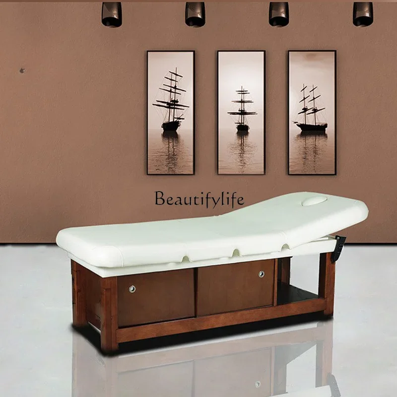 Beauty salon special SPA electric lifting high-grade solid wood beauty bed electric massage bed