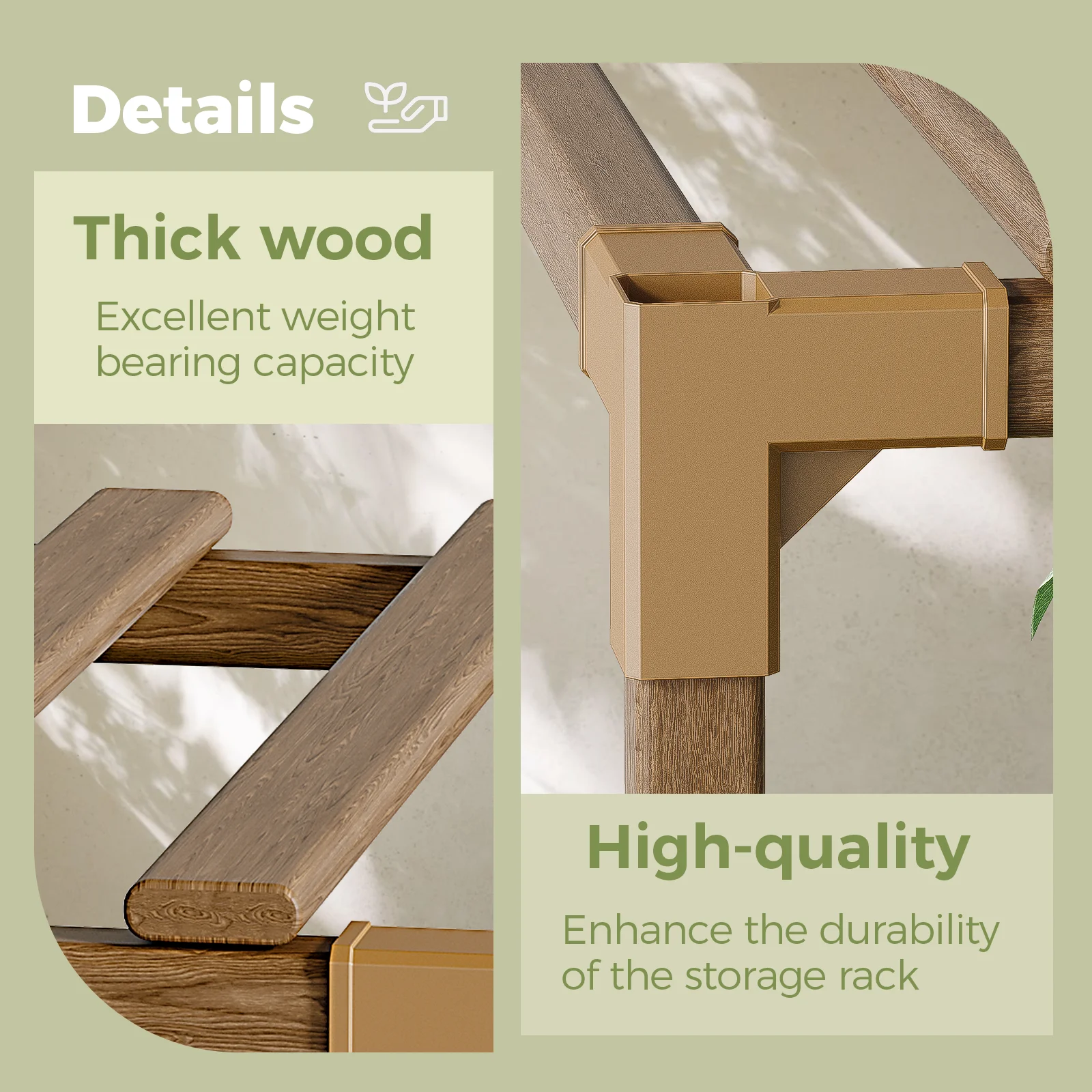 Bamworld Tall Wood Plant Stand Indoor-Outdoor, Multi-Tier Large Flower Shelf Rack for Living Room Patio Balcony Garden Decor image 6