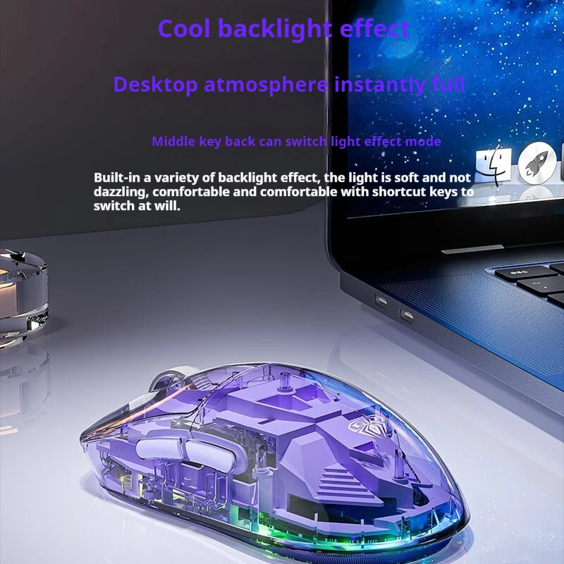 SC660 wireless game mouse 2.4G Bluetooth 3 mode connection transparent mouse 10000DPI 6 level switch home Esports office game