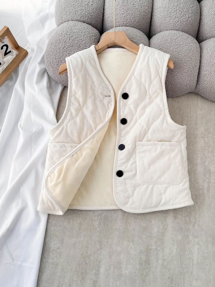 المرأة الرجعية سروال قصير سترة Jaet Thiened العائمة ملابس خارجية الشتاء تخفيف Sle V-Ne زر واحد إغلاق اللون #5